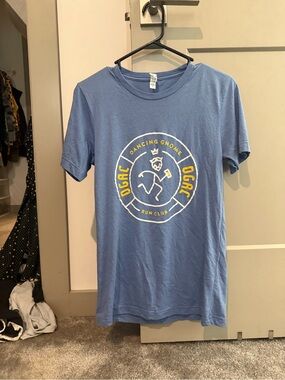 Bella Canvas Light Blue Dancing Gnome Run Club Tee with Yellow Print